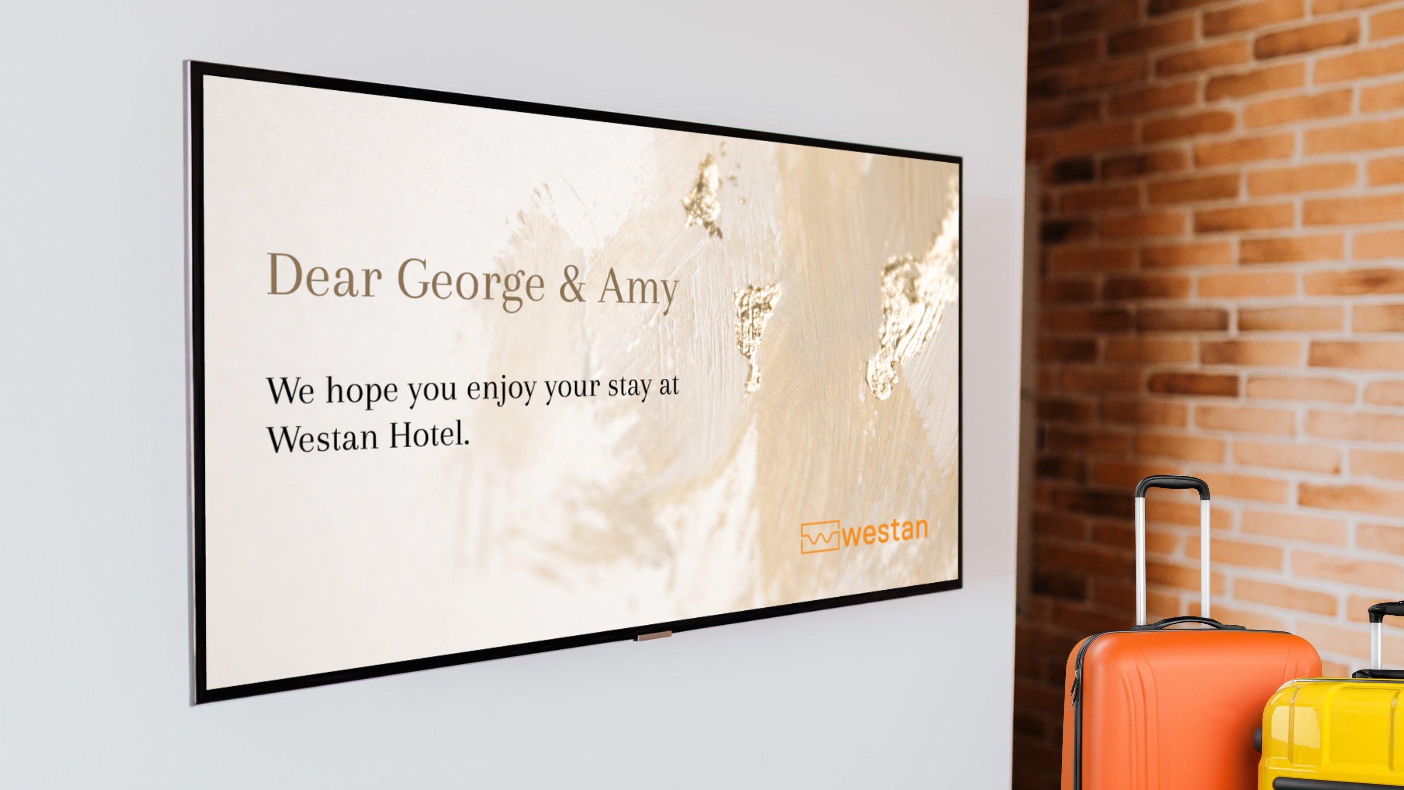 Welcome message in room